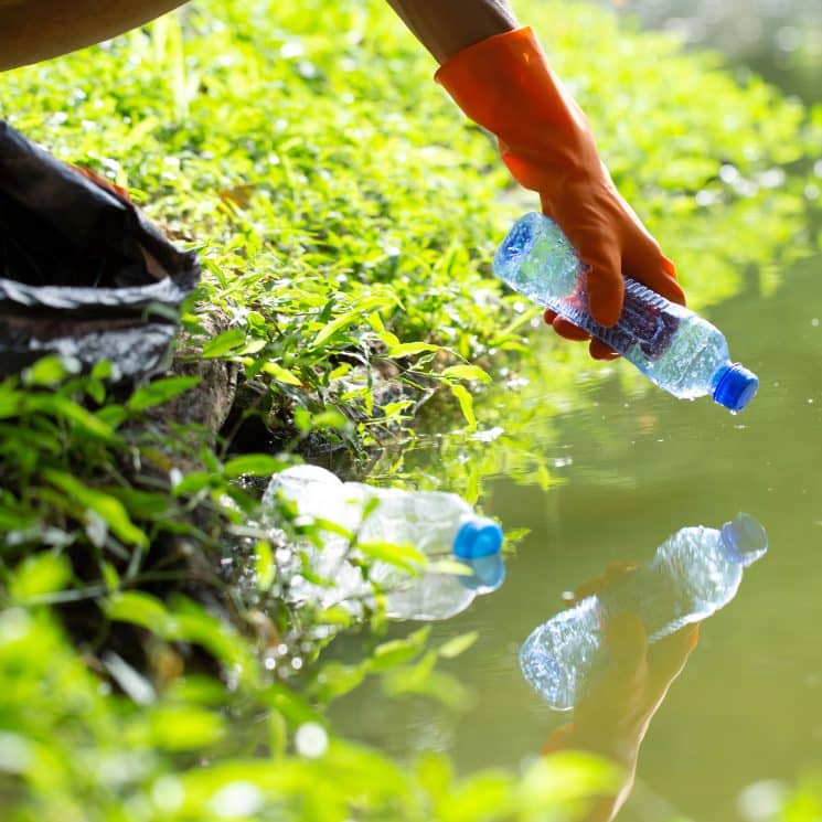 Gathering plastic garbage